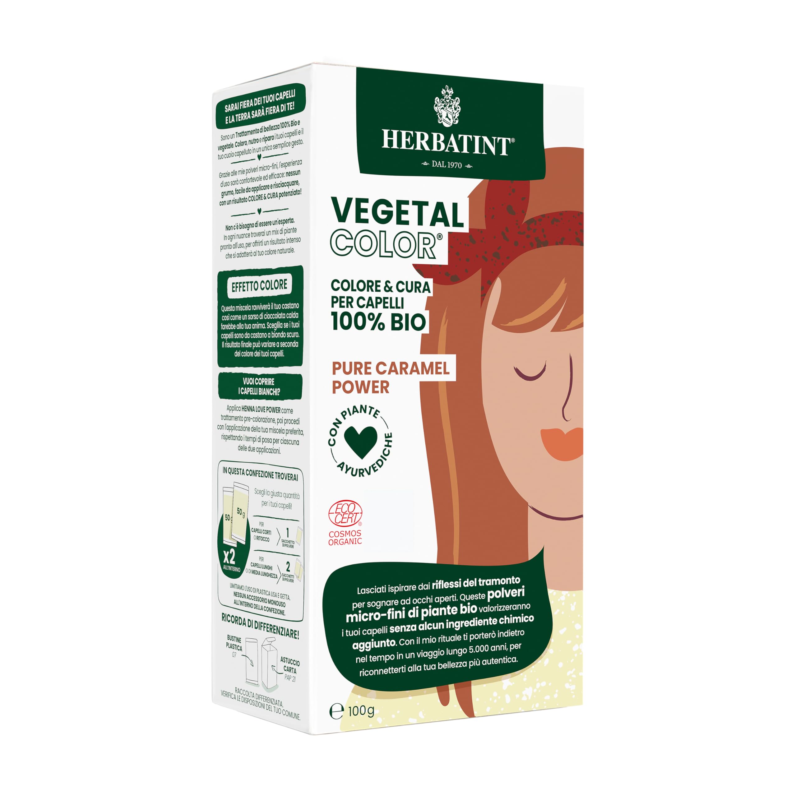 Herbatint Vegetal Color Pure Caramel Power – Karamell Haarfärbung auf Basis von Henna und ayurvedischen Kräutern