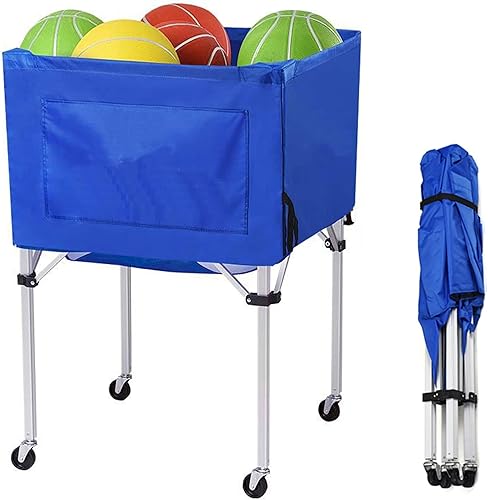 Carrito de pelota de voleibol con ruedas, cesta portátil de almacenamiento, 37 x 26 x 26 pulgadas, organizador de equipo deportivo para garaje,