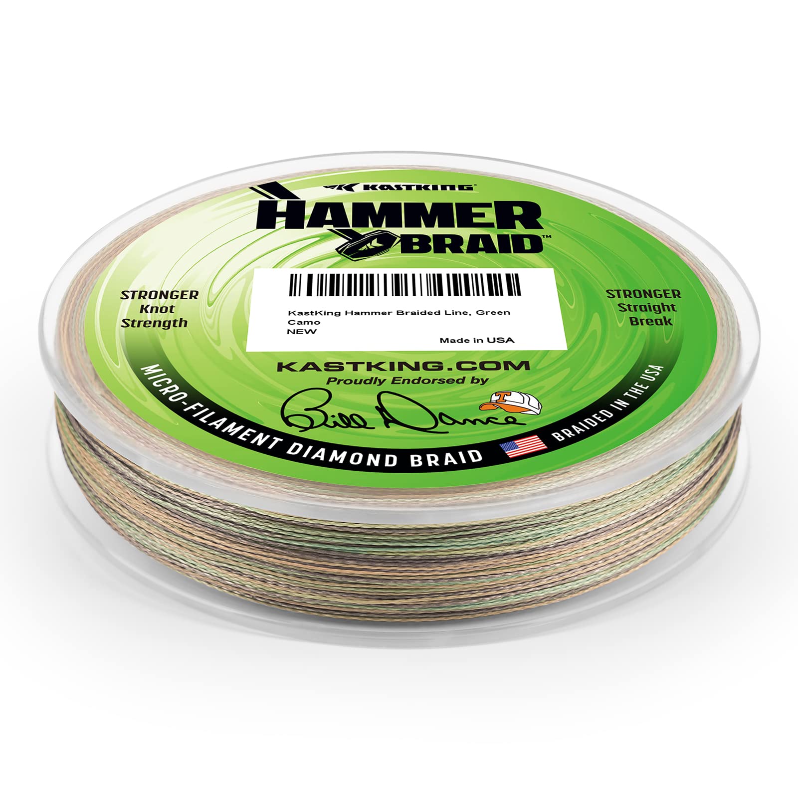 KastKing Hammer Braid Fishing Line - Abrasion Resistant Braided Line, Made in The USA, Thin Diameter Superline, Line Endorsed by Bill Dance, Tighter