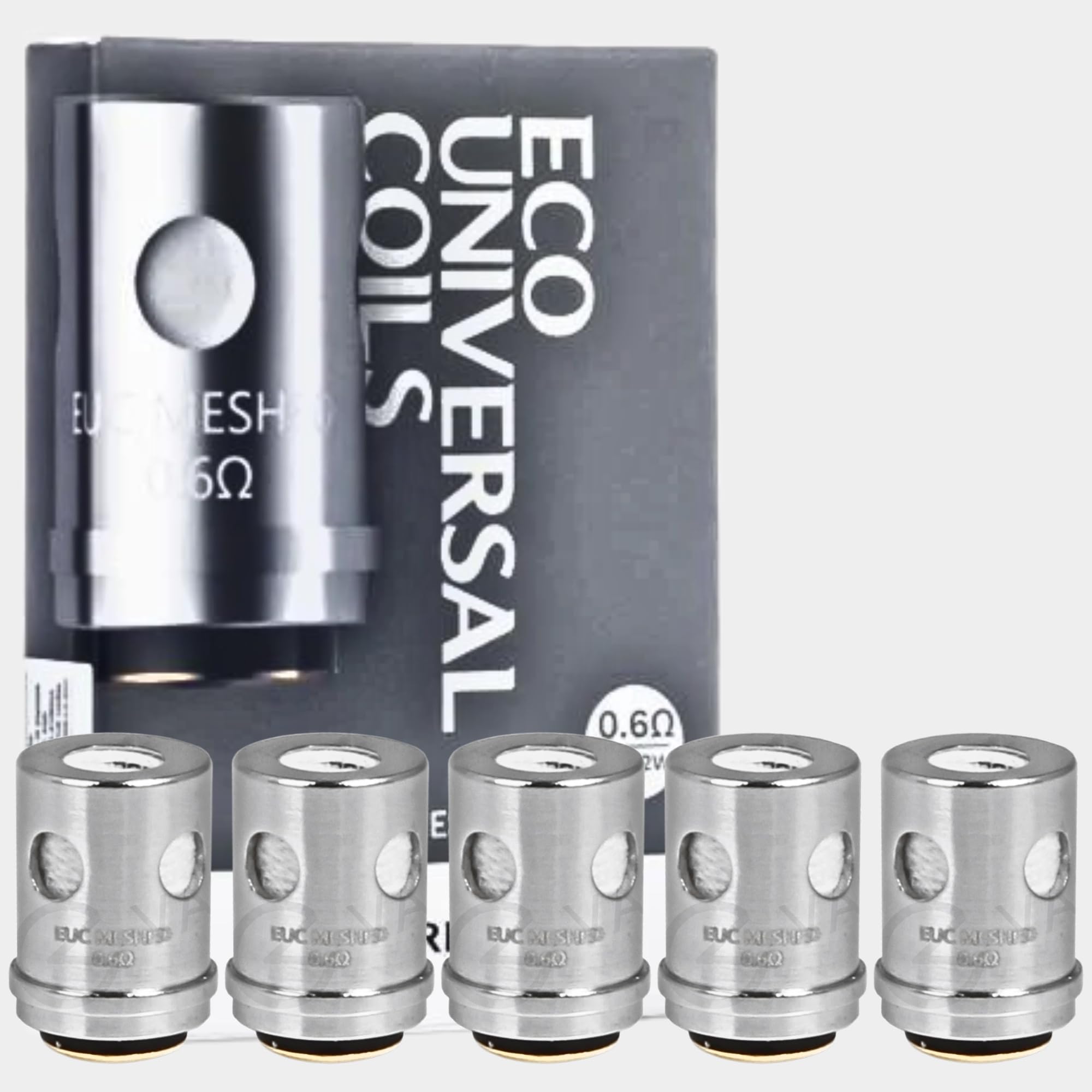Vaporesso EUC Coils - 5 Pack [Mesh, 0.6ohm | 16-22W] Sub Ohm Coil for Vaporesso Vape Tank, Target Mini 2 kit, Attitude Vape Tank, VM Vape Tank, VECO Plus Vape Tank, Tarot Nano, Mini, No Nicotine