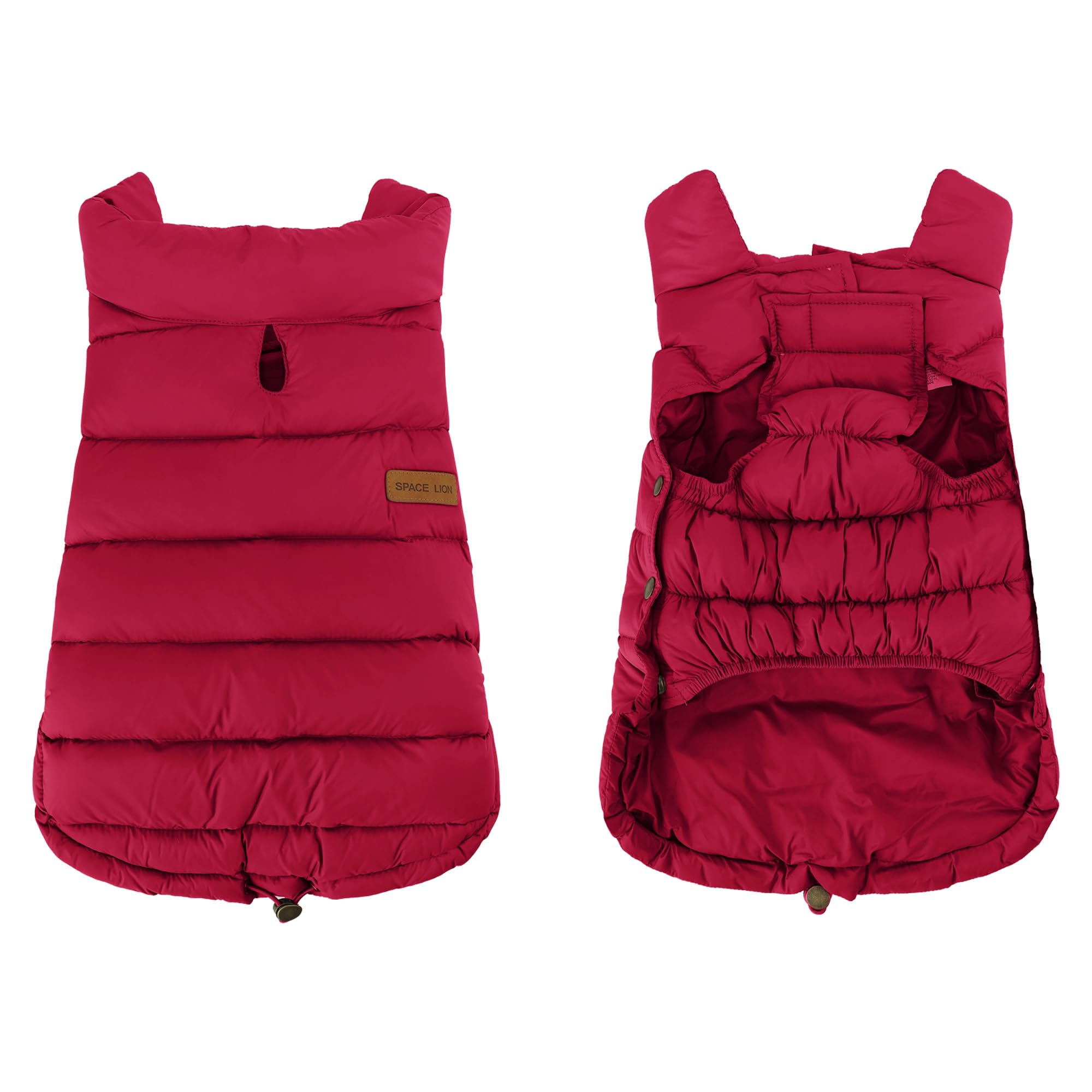 SPACE LION Chaqueta acolchada para perro, abrigo de invierno de plumón, abrigo duradero para exteriores para condiciones frías y ventosas, abrigos ligeros y ajustables para perros medianos y grandes