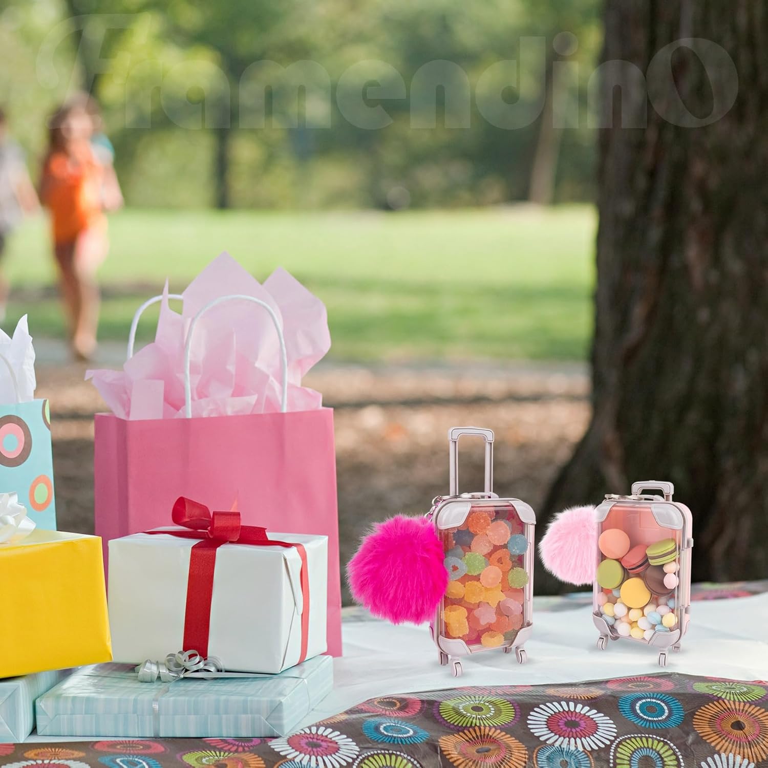 Framendino, 10 Set Box Empty Packaging Storage Containers Mini Suitcase Candy Case and Plush Ball Keychain
