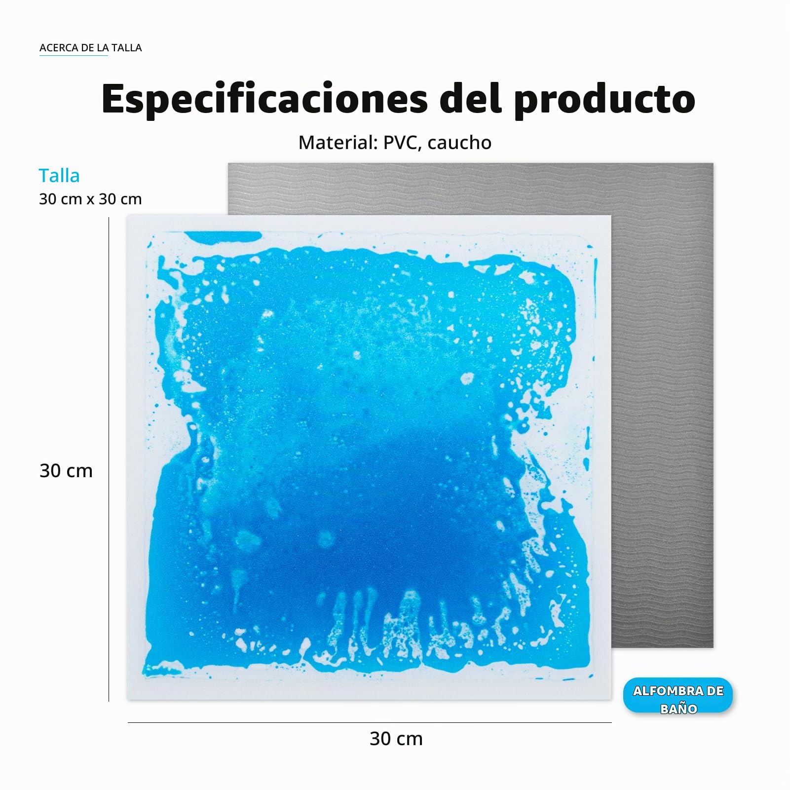 Art3d Baldosas Sensoriales Líquidas Cuadradas | 4 Piezas PVC 30x30 cm | Líquido Atóxico y Antideslizante | Juego Niños, Escuela | Sin Instalación