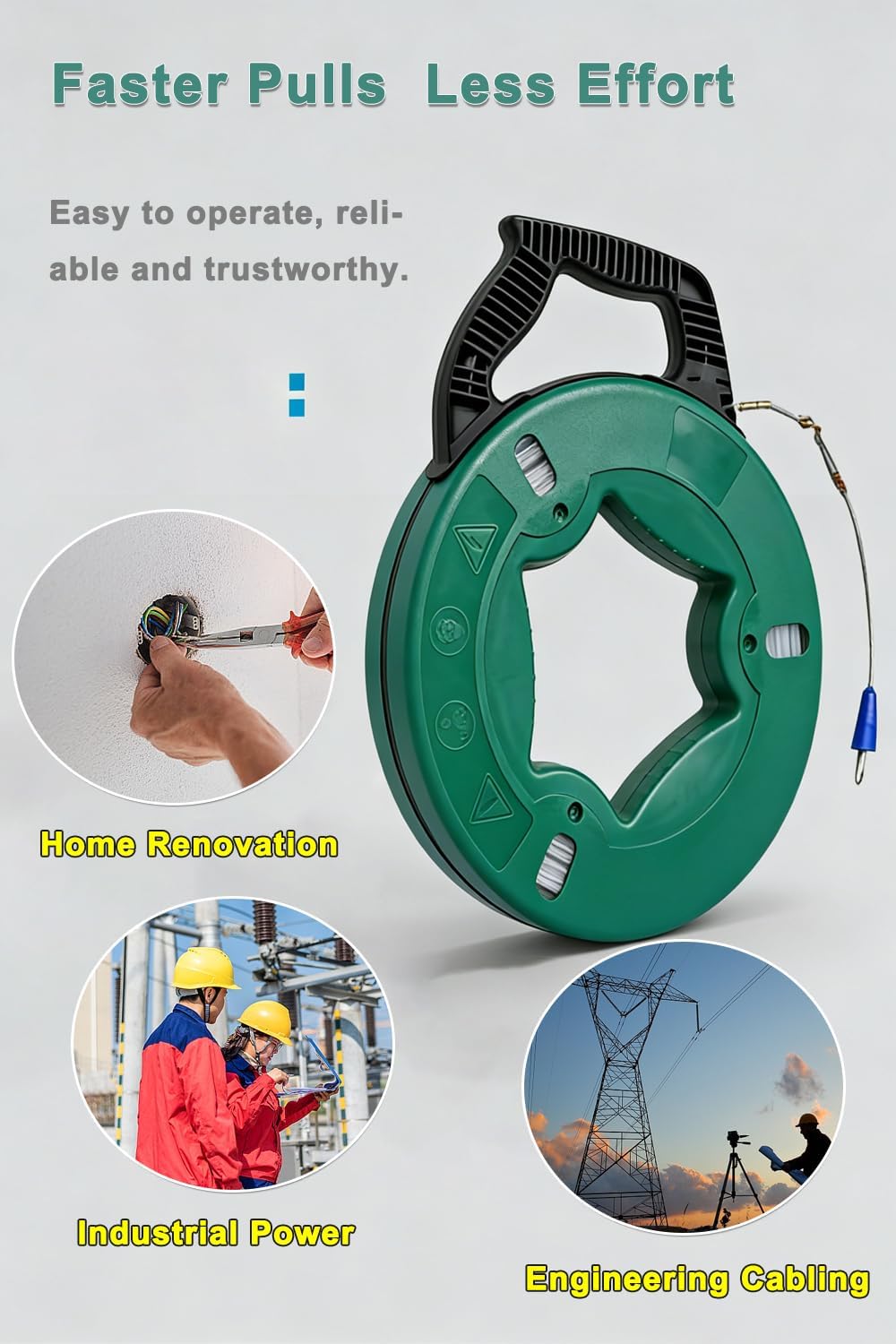 148ft Fish Tape Wire Puller for Electric or Wire Puller Steel Wire Fishing Tools for Walls and Electrical Conduit 【45m*4mm】