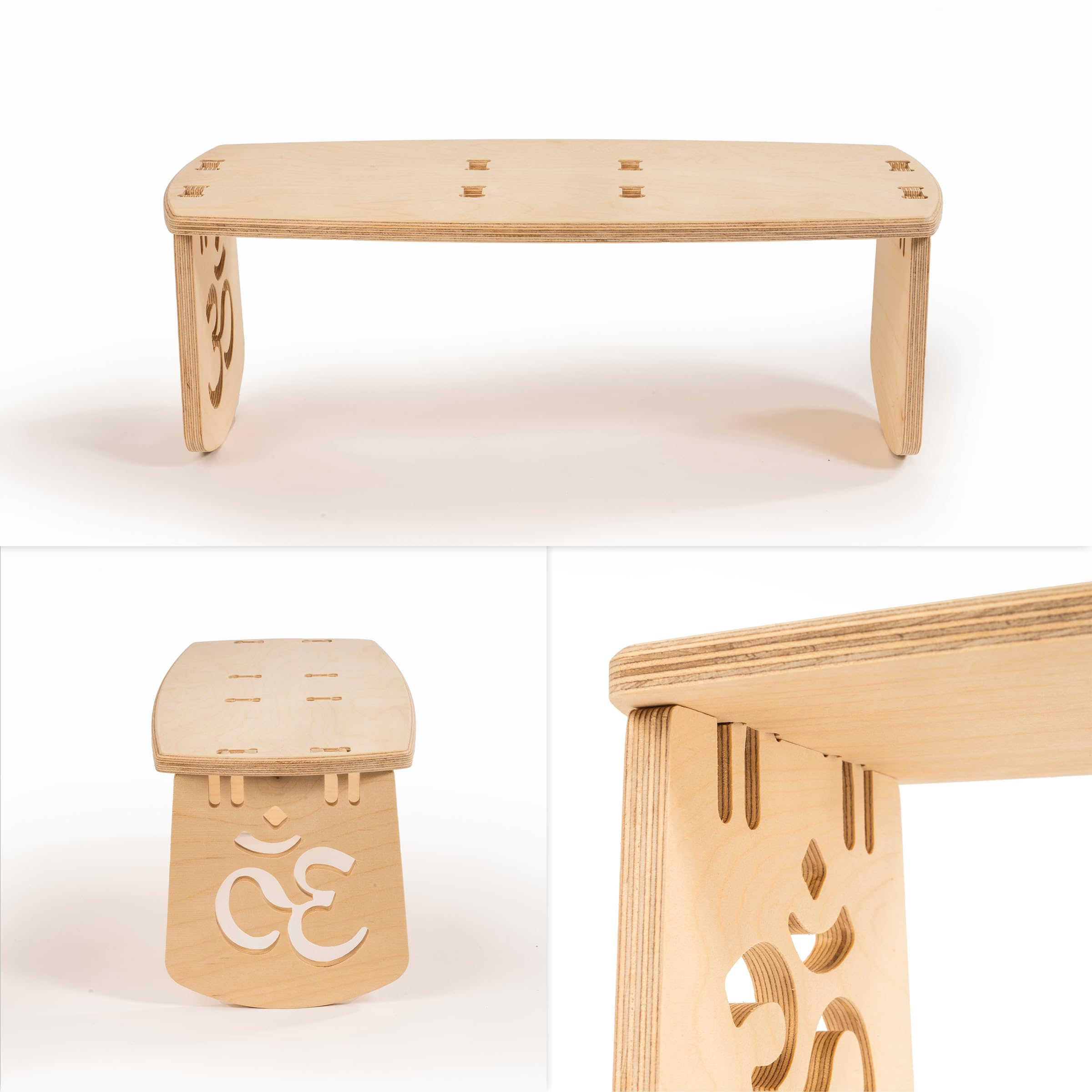 Raja Banc de méditation, tabouret en bois de bouleau, banc de yoga, double configuration, chaise de prière, portable, inclinaison pour posture parfaite, méditation profonde.