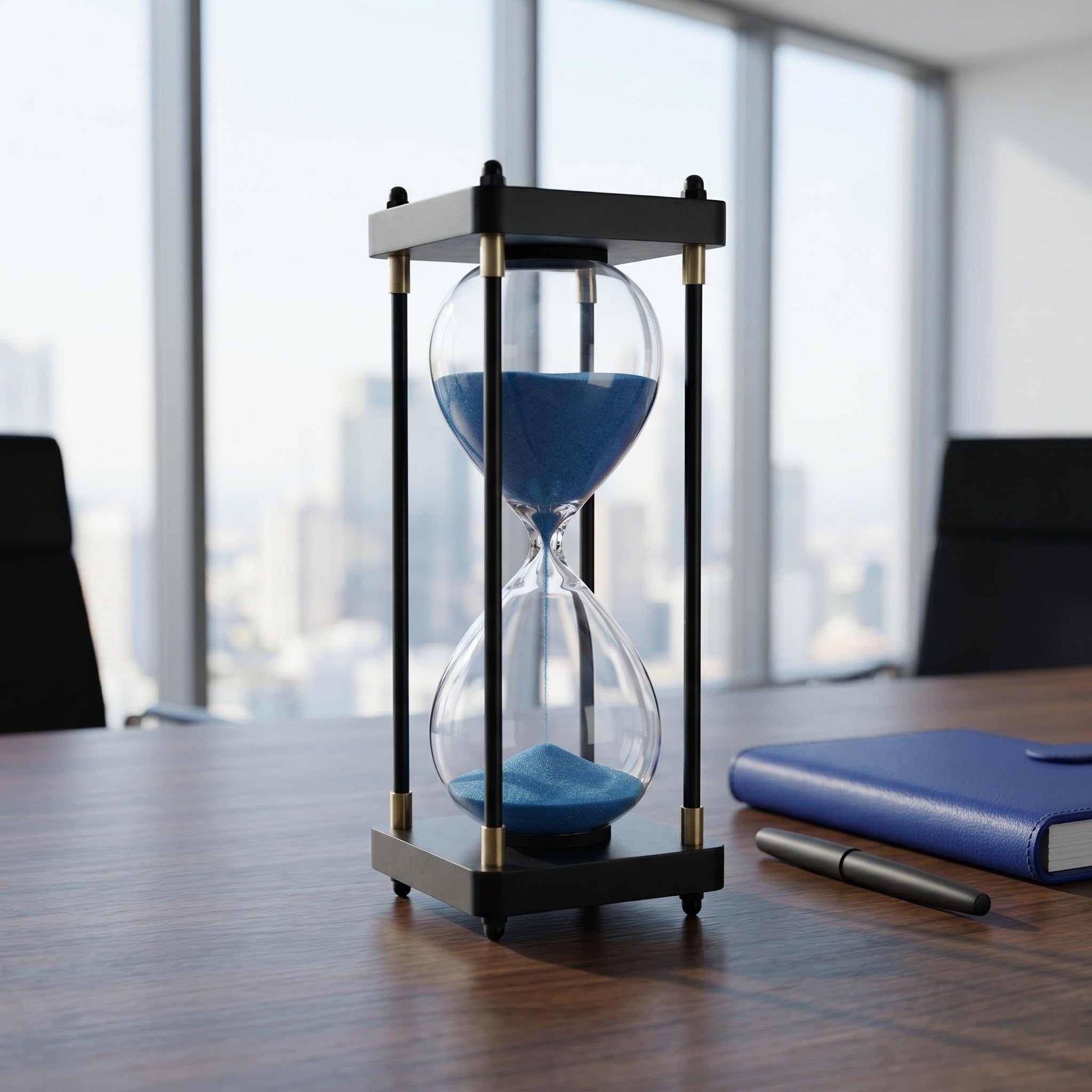 Reloj de Arena de Cristal Azul de 60 Minutos para Oficina y Juegos