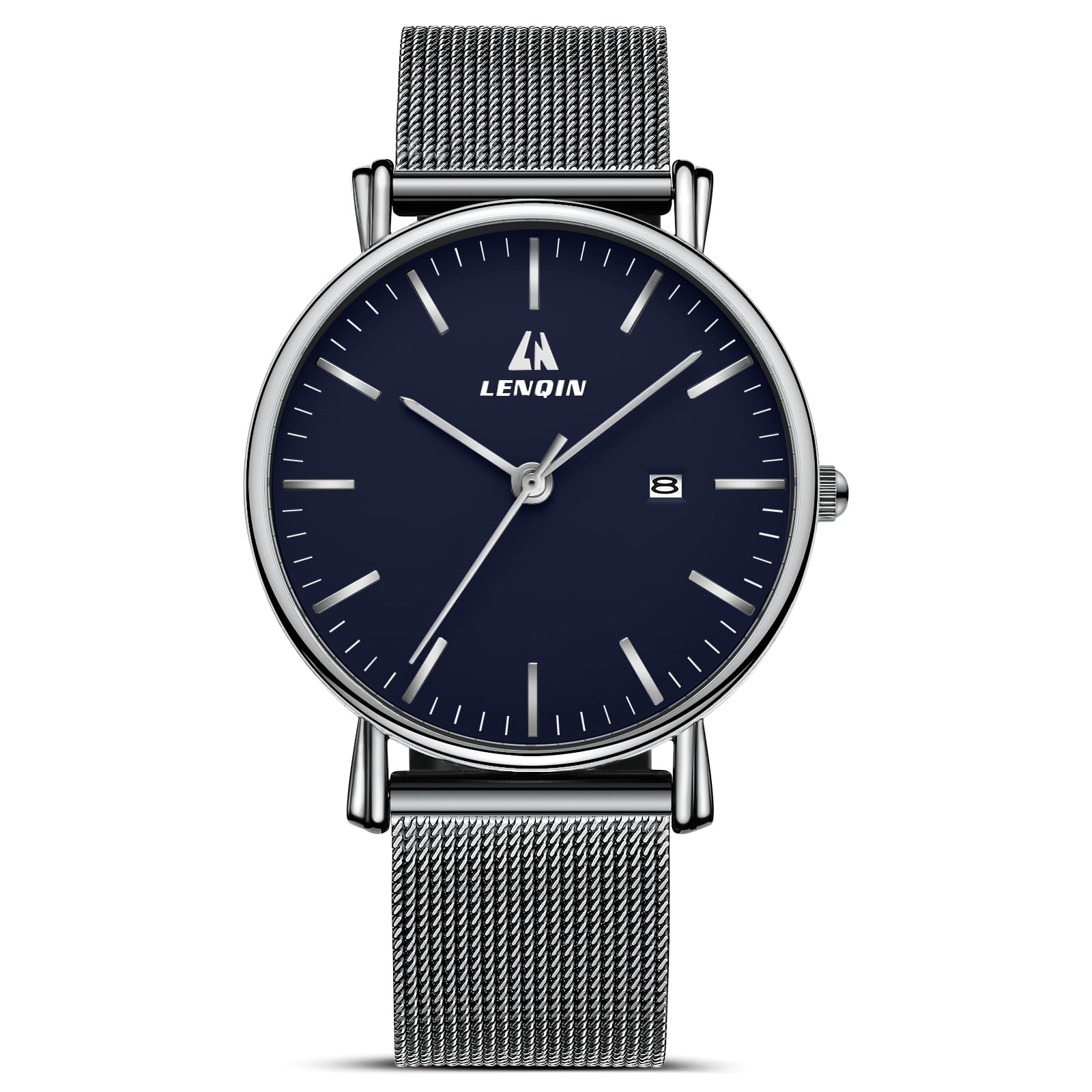 LN LENQIN Uhren Herren Edelstahl Herren Uhr 30m wasserdichte Armbanduhr Analoge Quarz Uhr Mode Freizeit Uhren für Männer