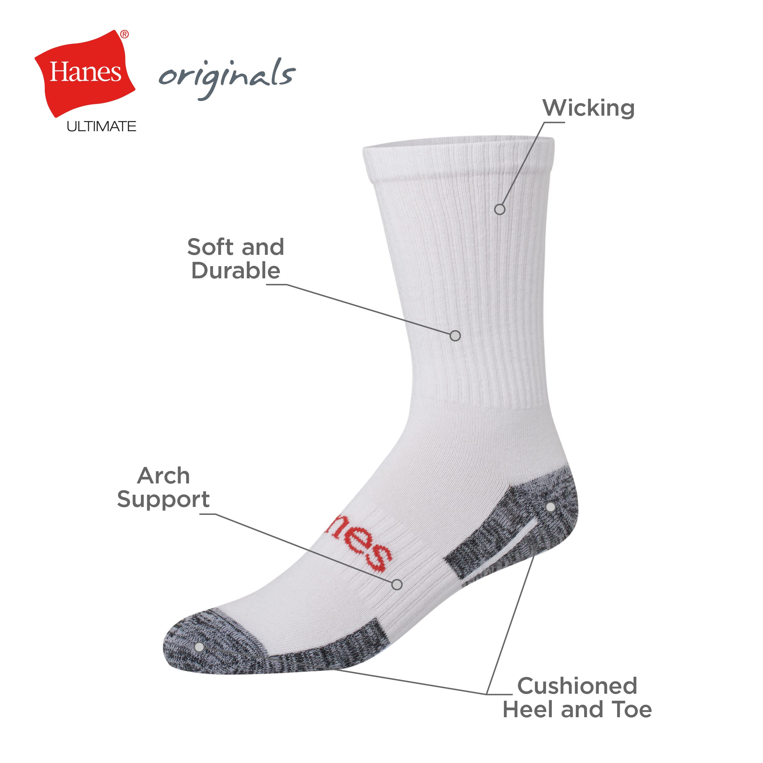 Hanes Ultimate Originals Crew Calcetines invisibles tobilleros de hombre