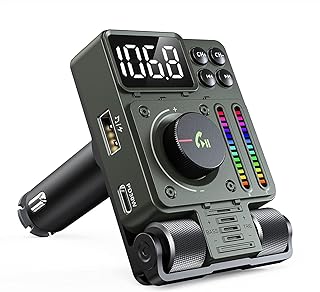 LENCENT FM Bluetooth 5.3 Transmitter for Car, Adjustable Treble and Bass Sound Music Player, Bluetooth Car Adapter for Hands Free Calls, Supports PD30W Fast Charging, U Disk, Siri Google Assistant