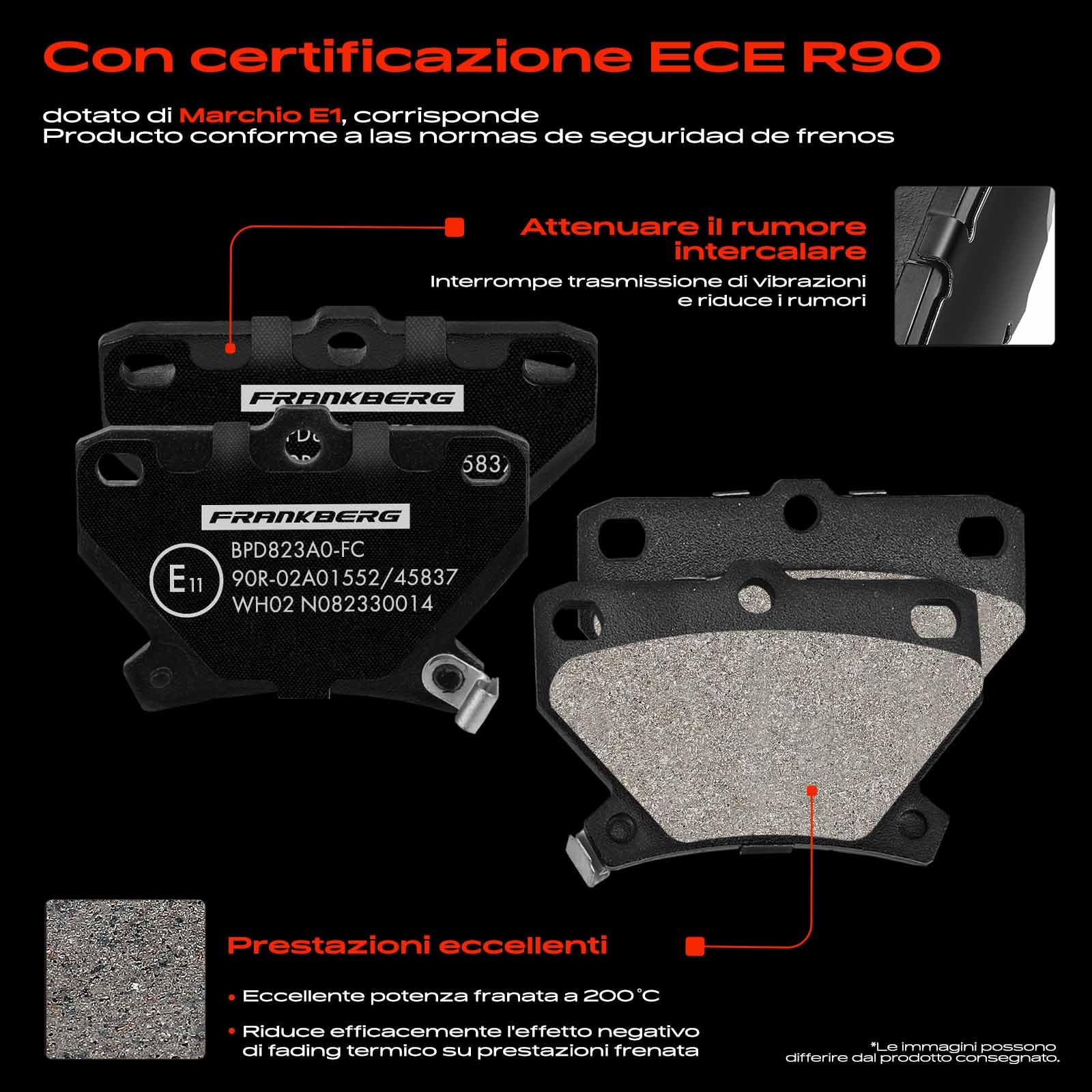 Frankberg Set freni incl. 2x Dischi Freno + 4x Pastiglie dei Freni Posteriore Compatibile con Yari.s Verso P2 Coroll.a E12 Coroll.a Verso E12 Replace# 0446652040, 0446652050