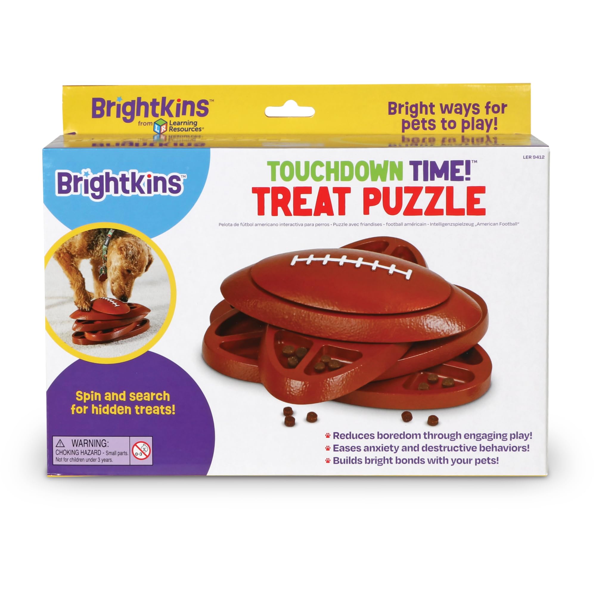 Brightkins Touchdown Time Treat Puzzle, interaktywna zabawka dla psów, antypoślizgowy dozownik smakołyków, zabawka dla psa do stymulacji psychicznej i powolnego karmienia, 1 sztuka
