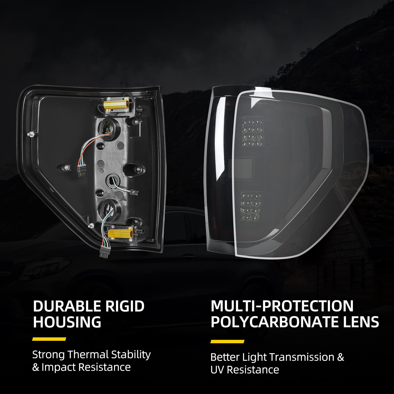 DWVO LED Tail Lights Compatible with 2009-2014 Ford F150 F-150 Rear Tail Lamps Replaces Tail Light Rear Brake Lamp Pair W/Bulb, Do not fit Flareside