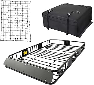 Sponsored Ad - CAR DRESS Roof Rack Cargo Basket Set, Car Top Luggage Holder 64"x 39"x 6" + Waterproof Rooftop Cargo Carrie...