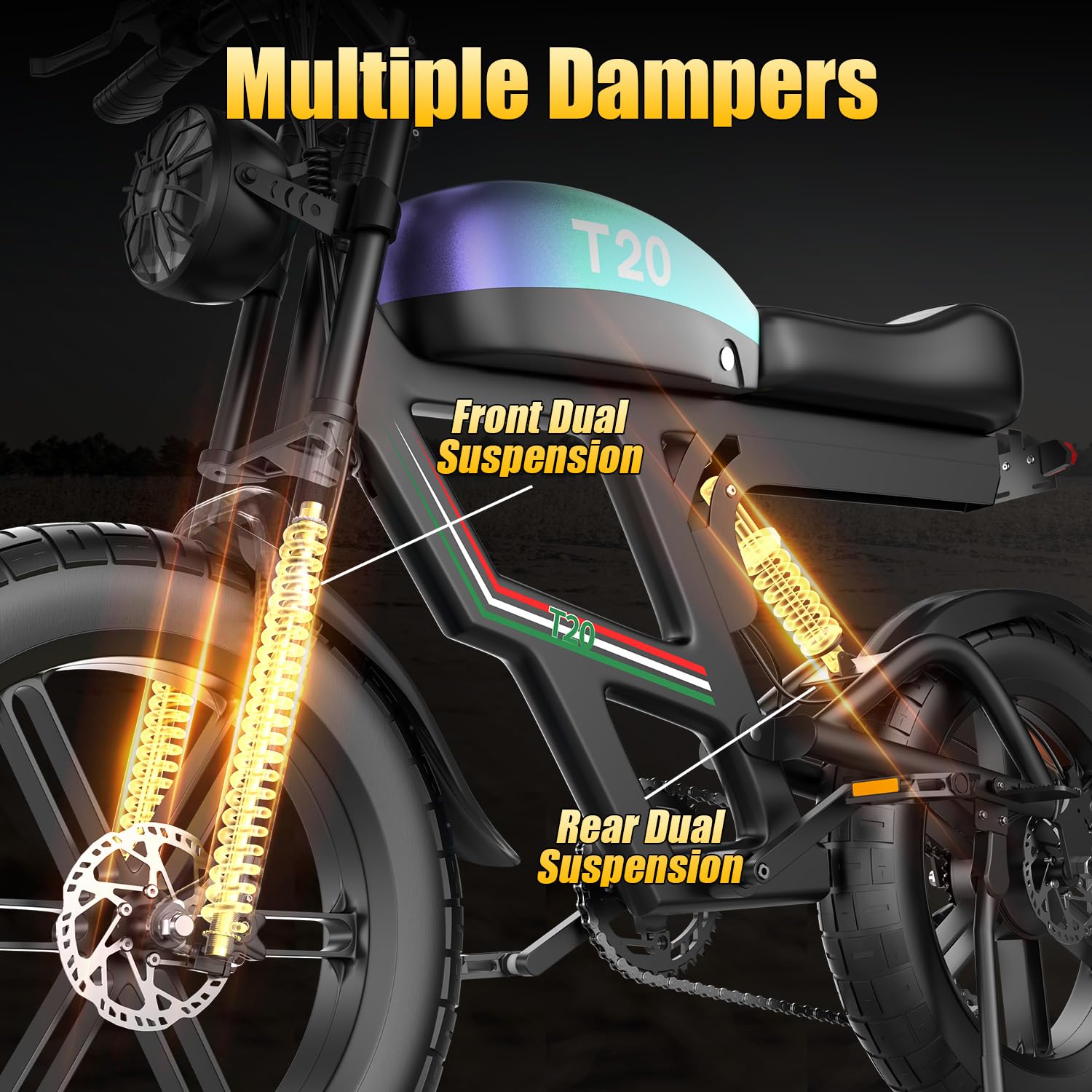 ASKGO E Bike Herren Damen, 48V 20Ah Akku, 20 * 4.0" All-Terrain Fat Reifen Elektrofahrrad mit 250W 80N*M Motor, bis 25km/h bis zu 60-80km, NFC und Passwort Entsperrung