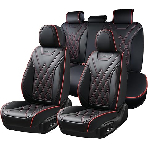 Coverado Car Seat Covers Full Set, Seat Covers for Cars, Waterproof Leather Automotive Seat Cover, Universal Car Interior Protectors Cushion for Most Cars