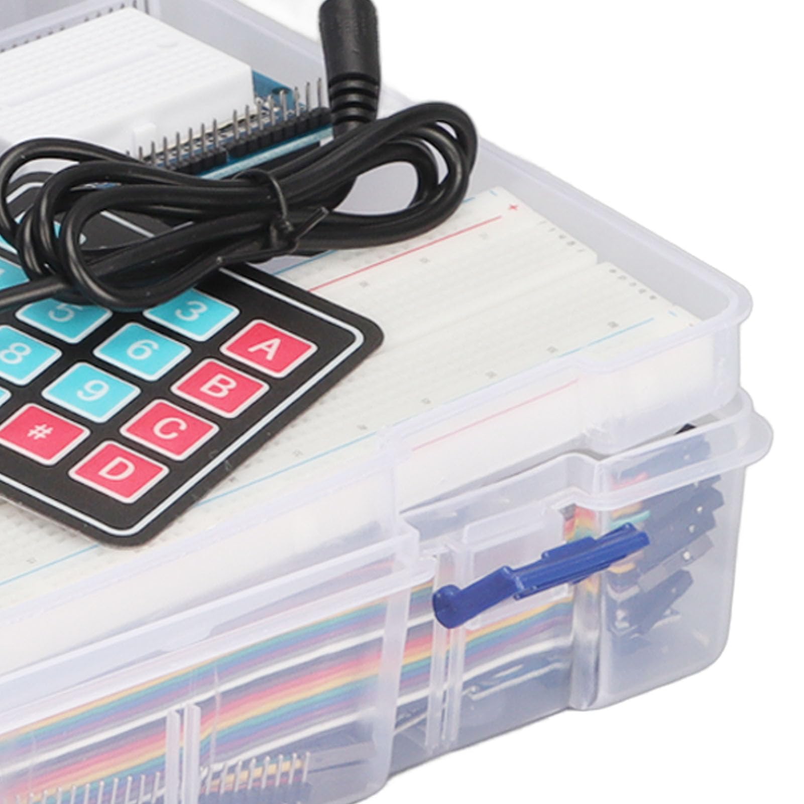 FTVOGUE Kit de Componentes Electrónicos Kit de Inicio de Electrónica de Plástico ABS con Placa de Pruebas Juego de Sensores de Resistencia de Condensador LED Colorido para Proyectos de Aprendizaje