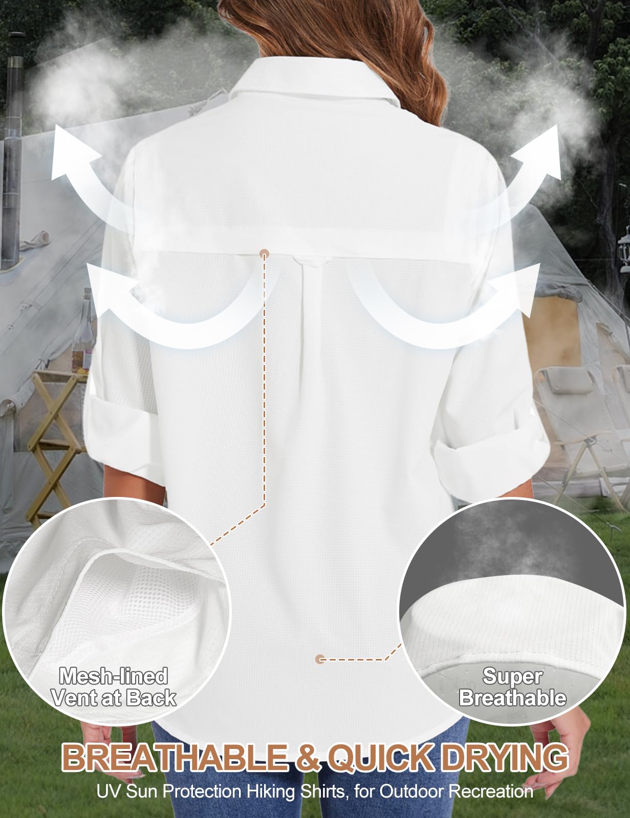 Tuopuda Hemdbluse Damen UV Shirt UPF50+ UV Schutz Safari Kleidung Wanderbluse Outdoor Cooling Sonnenschutz Langarm Luftiges Hemd Tops Sport Oberteile Atmungsaktiv