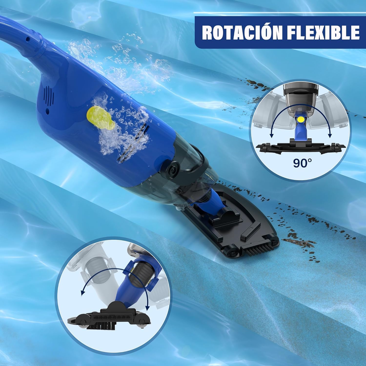 Cordless Handheld Pool Vacuum, Portable Rechargeable Pool Vacuum for Above Ground Pool, Powerful Suction, Long Runtime, Ideal for Leaves, Debris