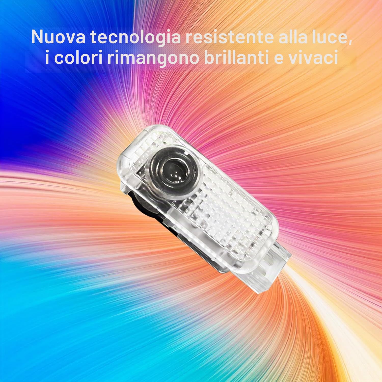 4 luci per portiera dell'auto, 4 K HD, luci di benvenuto, luci di proiezione della porta, compatibili con A1/A3/A4/A5/A6/A7/A8/Q2/Q3/Q5/Q7/Q8/TT/R8 con 4 anelli e lettere rosse