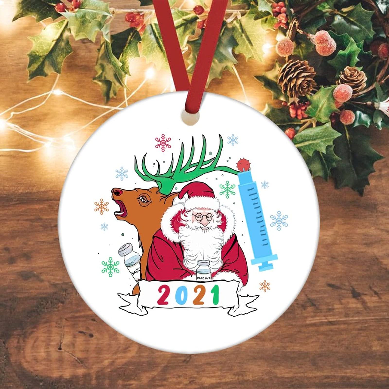 Christmas Ornament 2021 Memories Christmas Decor Customized Xmas Ornament Tree Decorations Funny Personalized Keepsake Gift Memento Round Ceramic Souvenir 3 inch