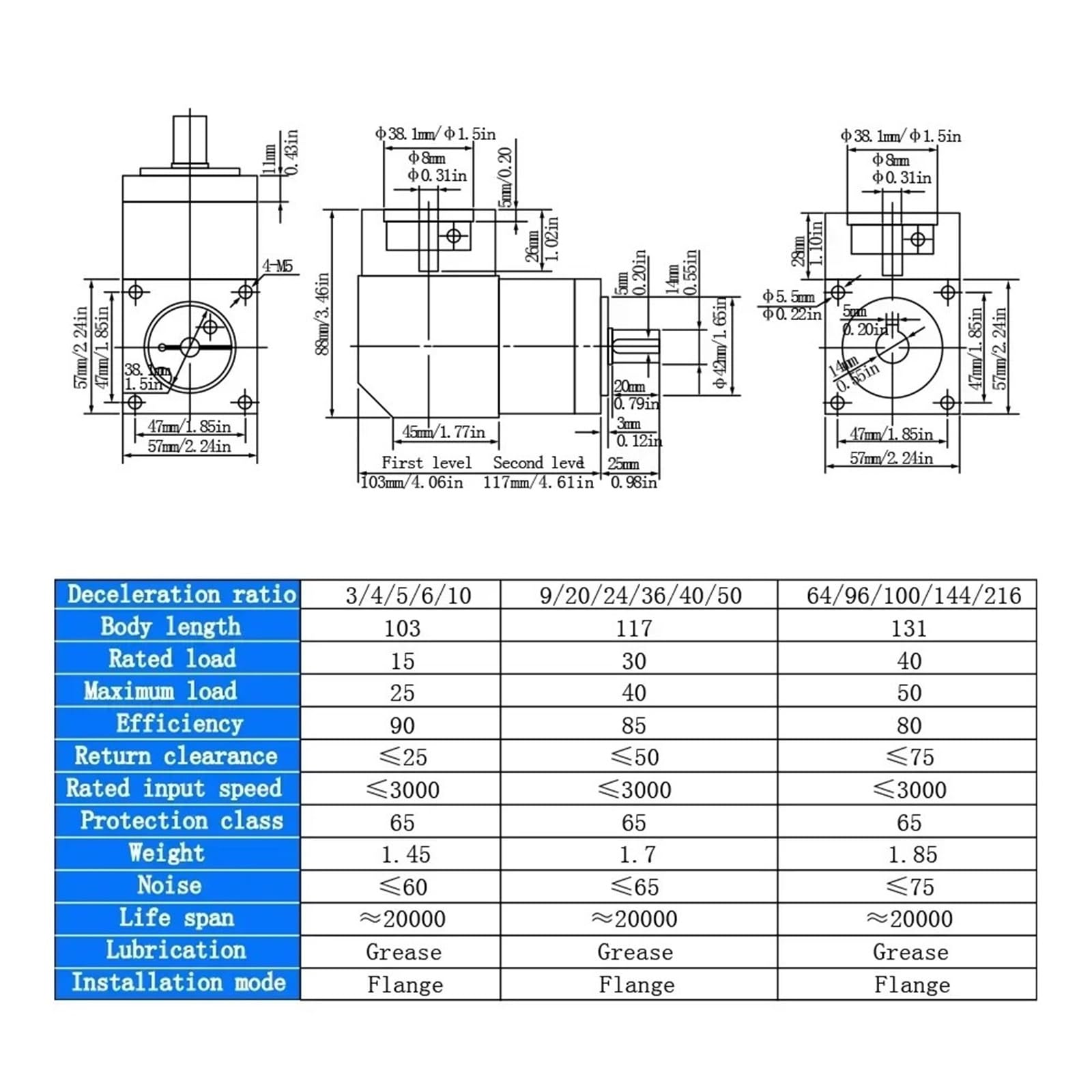 Planetengetriebe 90 Grad Winkel 4 bis 216 für Servo Schrittmotor