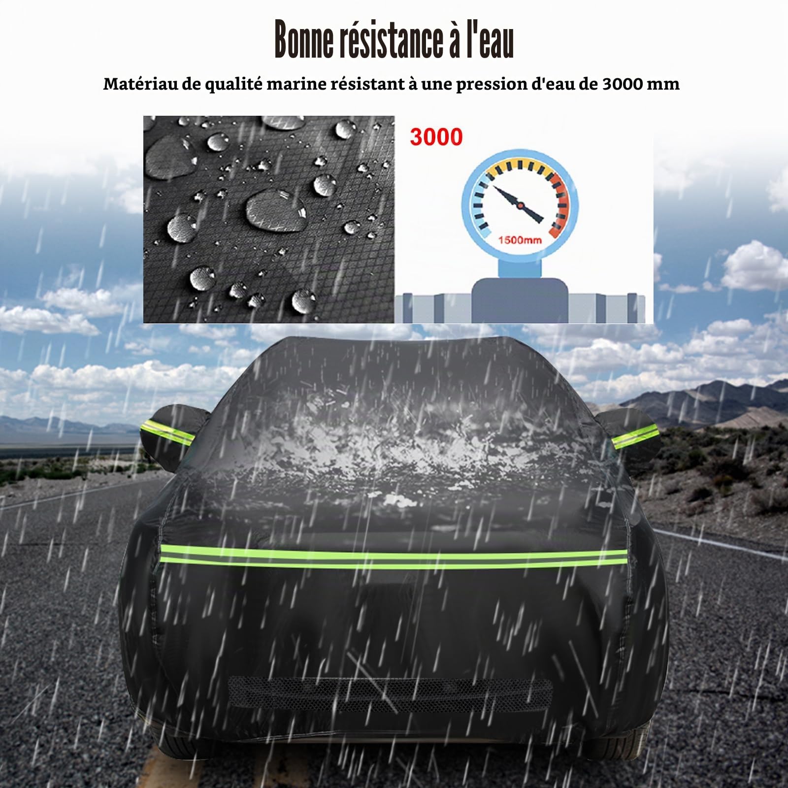 Housse Bache Voiture Exterieur Hiver Remplacement pour Renault 4/4L/R4 1961-1992, Couverture de Voiture Protection Anti-UV Personnalisé, Garage Complet Bandes Réfléchissantes