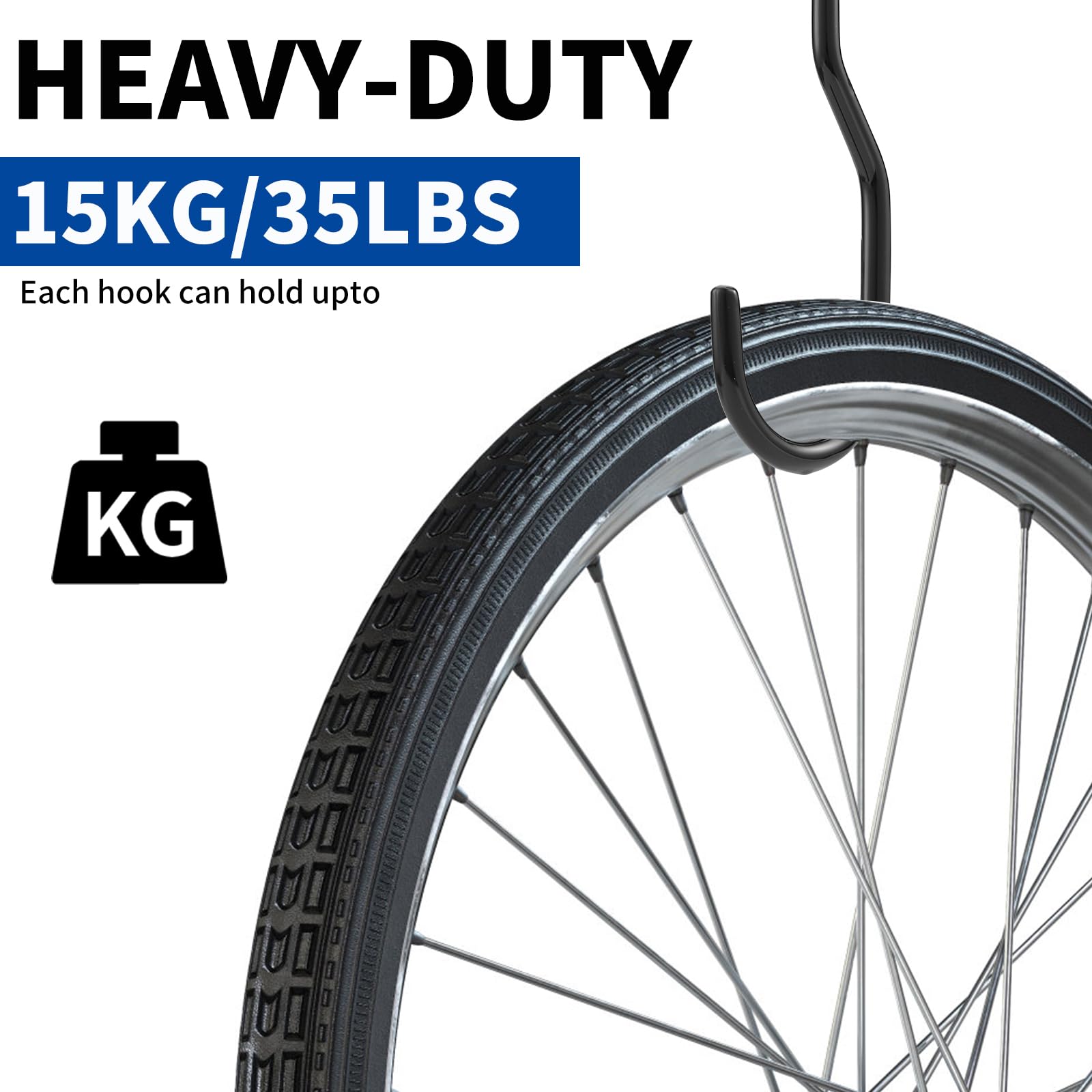 12 Ganchos para Bicicletas, Ganchos para Atornillar en Garaje, Ganchos de Almacenamiento para Uso Bicicleta, Ganchos de Pared para Colgar Herramientas Equipos Deportivos Techo de Garaje