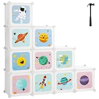SONGMICS Scaffale Portaoggetti per Bambini con 10 Cubi, Portagiochi ad Incastro