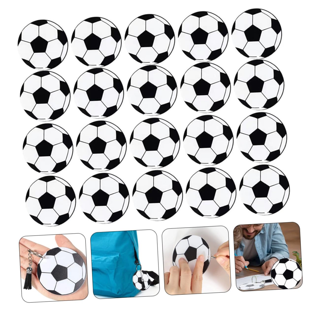 Gatuida 20 set Portachiavi Palla da Calcio in Acrilico Leggeri e Portatili Decorazioni DIY per Borse e Chiavi Gadget Sportivi per Regali e Bomboniere Party