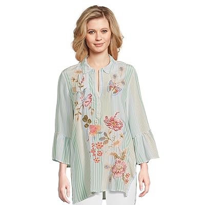 Johnny Was Ruffle Sleeve Henley Tunic Florrie Women