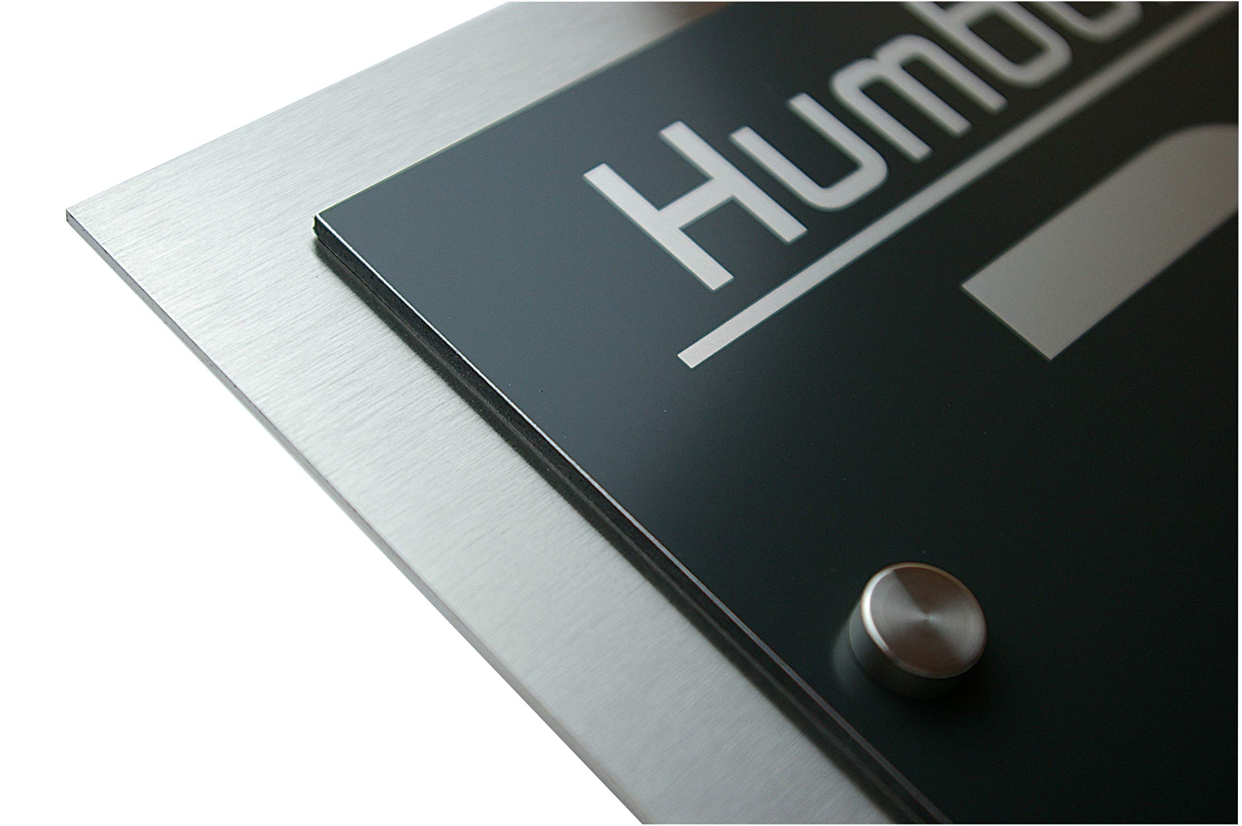 Leskow, numero civico in metallo, con incisione a scelta, RAL 7016, antracite V2A, acciaio inox