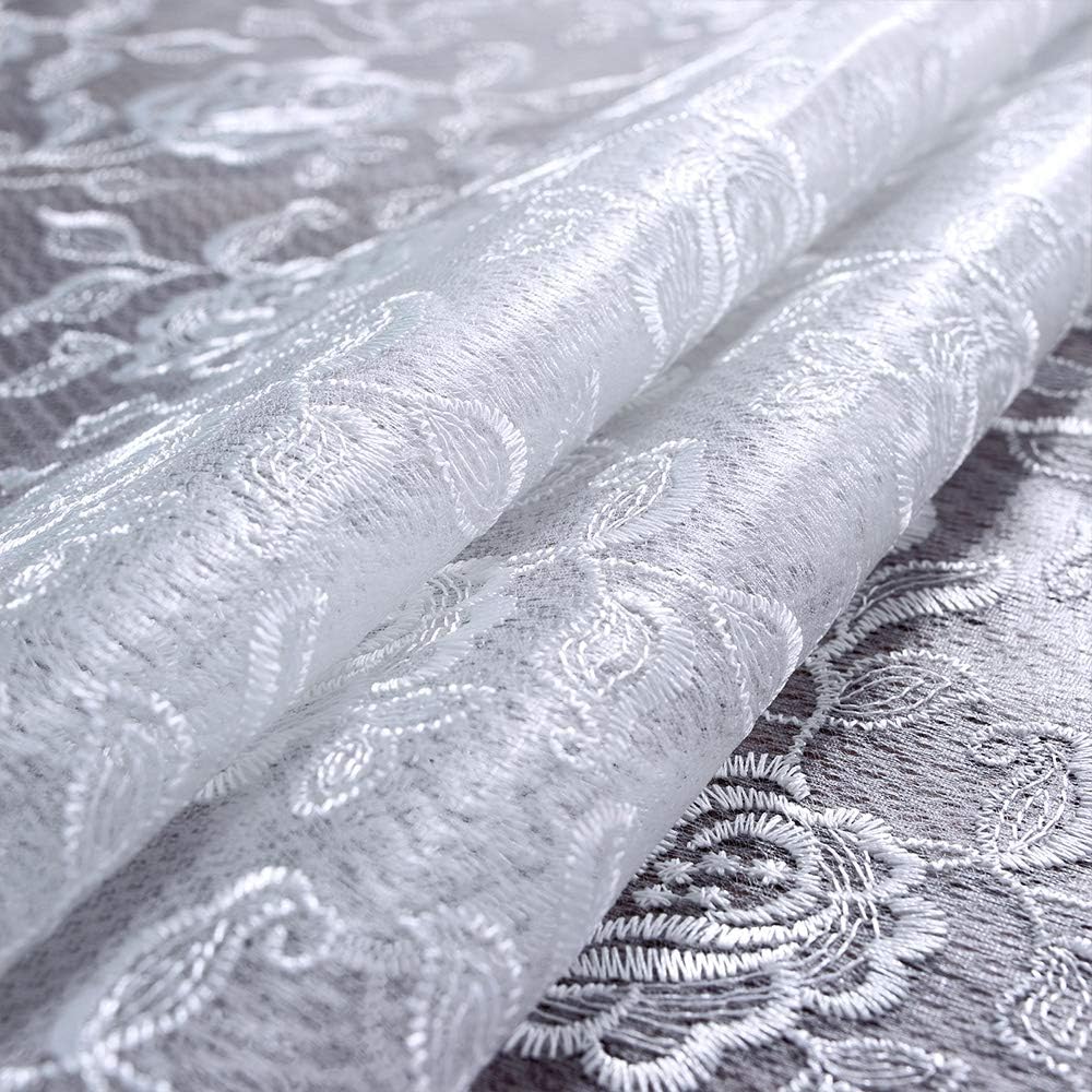 SUTAVIA Lace Tablecloth Embroidered Fabric Table Cover Classic Square Dustproof Table Protector for Kitchen Dining Room Picnic Party Wedding Banquet Home Decoration (Offwhite, 43"×43")