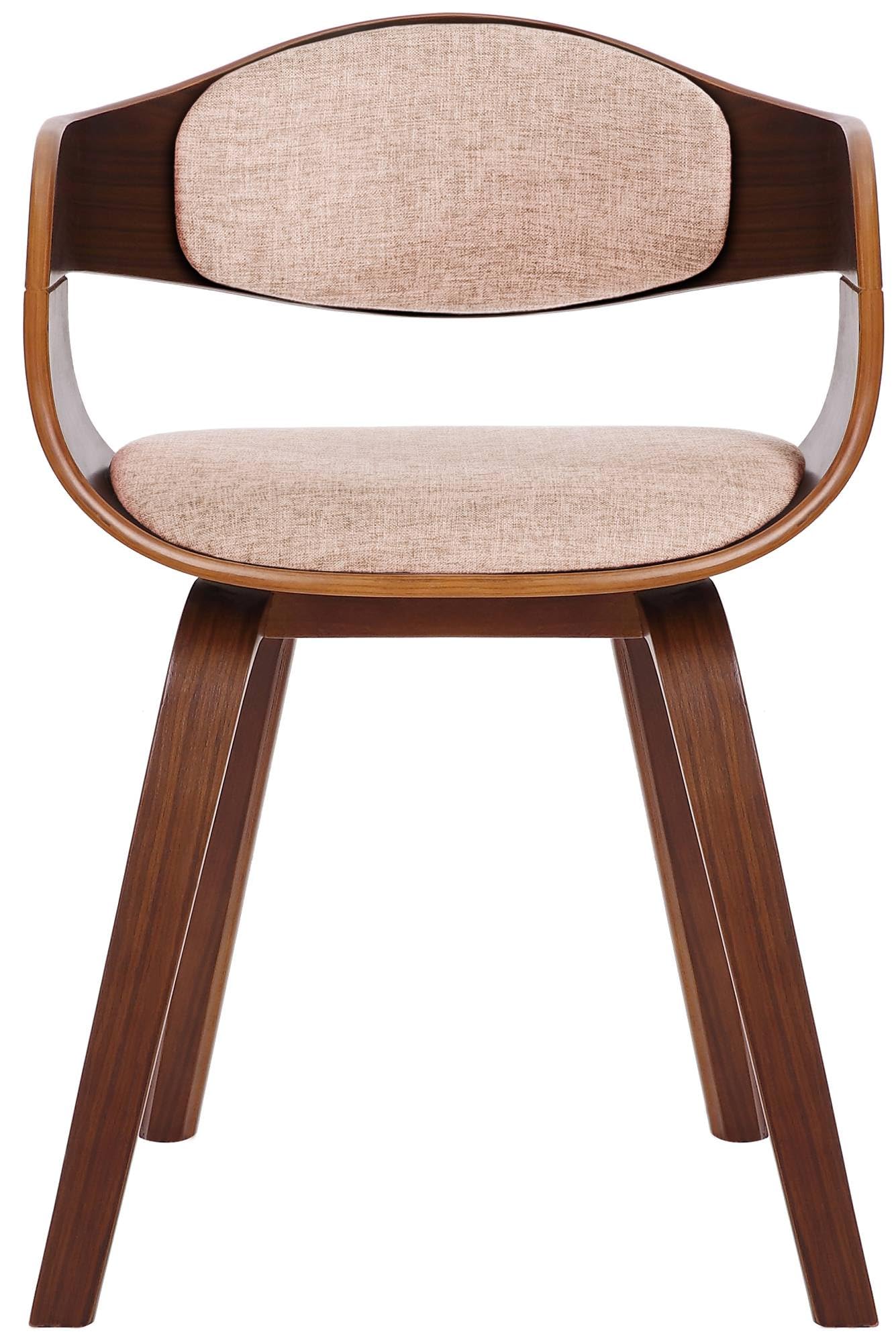 CLP Set De 2 Sillas De Comedor Kingston En Tela & Madera I Pack De 2 Butacas Nórdicas para Reuniones Modernas, Color:Nuez/Crema, Color del Marco:Nuez