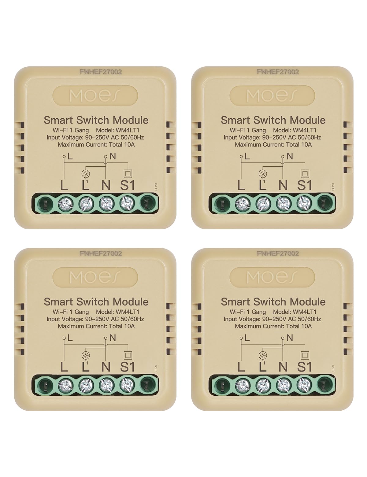 MOES Interruttore della luce Wlan da incasso, modulo relè mini, compatibile con Smart Life Tuya, Alexa e Google Home, neutro richiesto (1 volte)