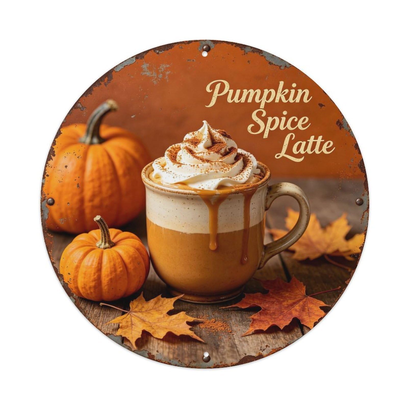 Pumpkin Spice Latte Metal Tin Sign Plaque