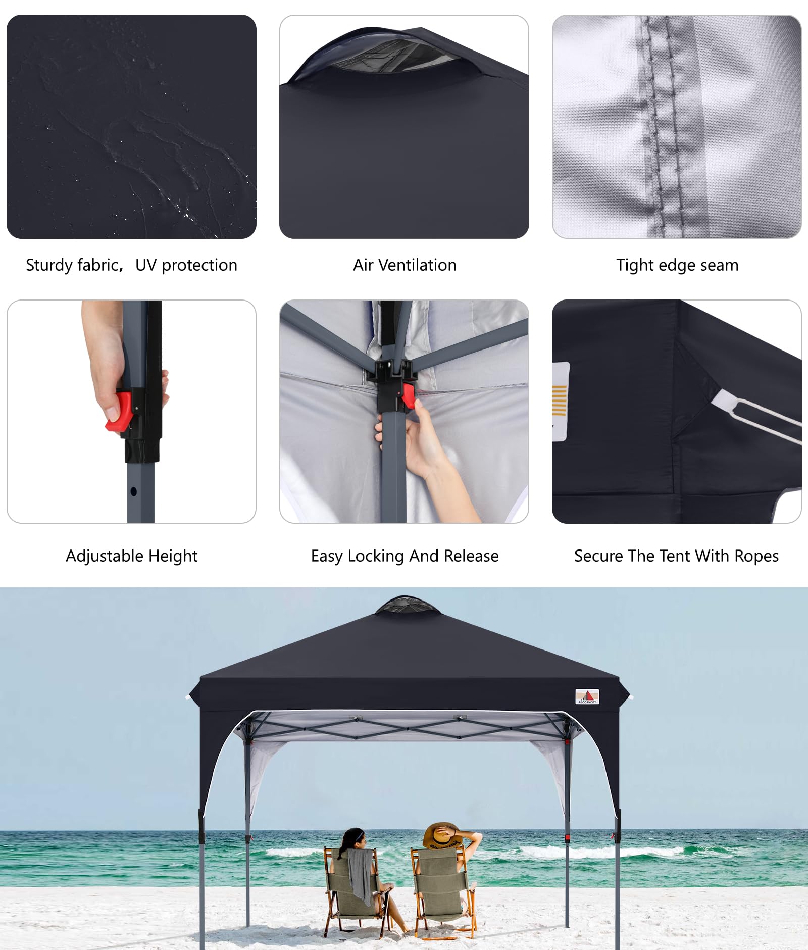 ABCCANOPY Tonnelle d'extérieur de 3 x 3 m - Tente Pop-up de fête de Mariage - Abri instantané avec église élégante - Étui de Transport Inclus