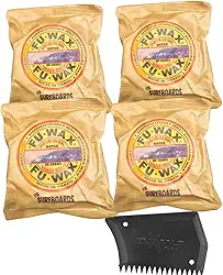 Parafina Surf Fuwax Super Aderência e Alto Rendimento Kit 4 Fu wax (80g) + 1 Raspador