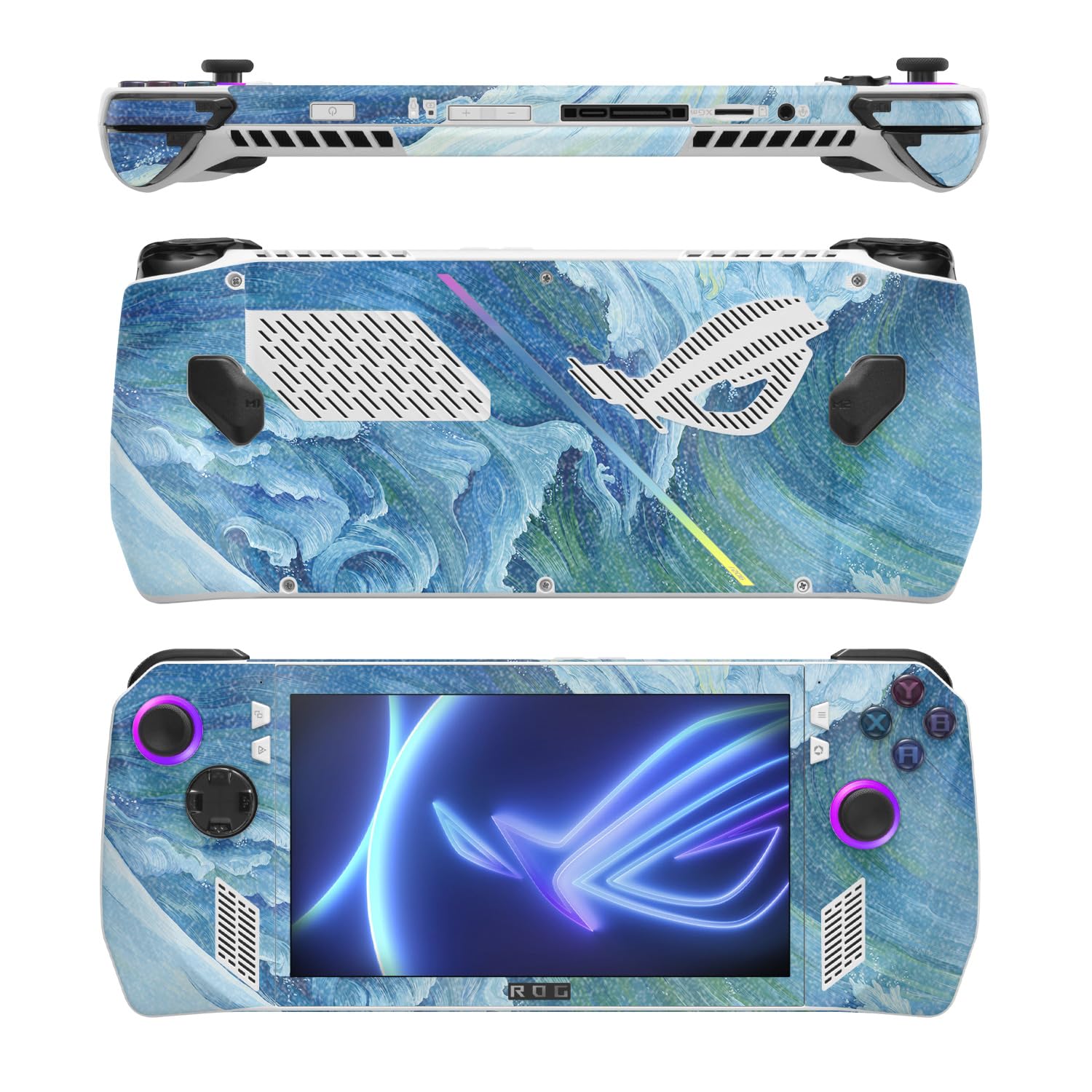 MightySkins Glossy Glitter Skin Compatible with Asus ROG Ally - Perfect Wave | Protective, Durable High-Gloss Glitter Finish | Easy to Apply