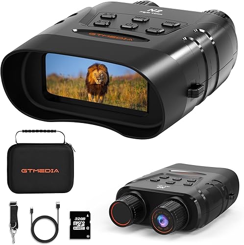 Gafas de visión nocturna, prismáticos de visión nocturna infrarroja para adultos, pantalla de 2.4 pulgadas, visión nocturna de caza con tarjeta TF