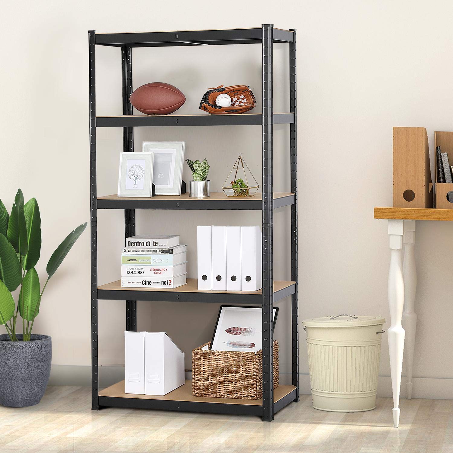 Yaheetech Black 5Shelf Steel Shelving Unit Storage Rack Adjustable