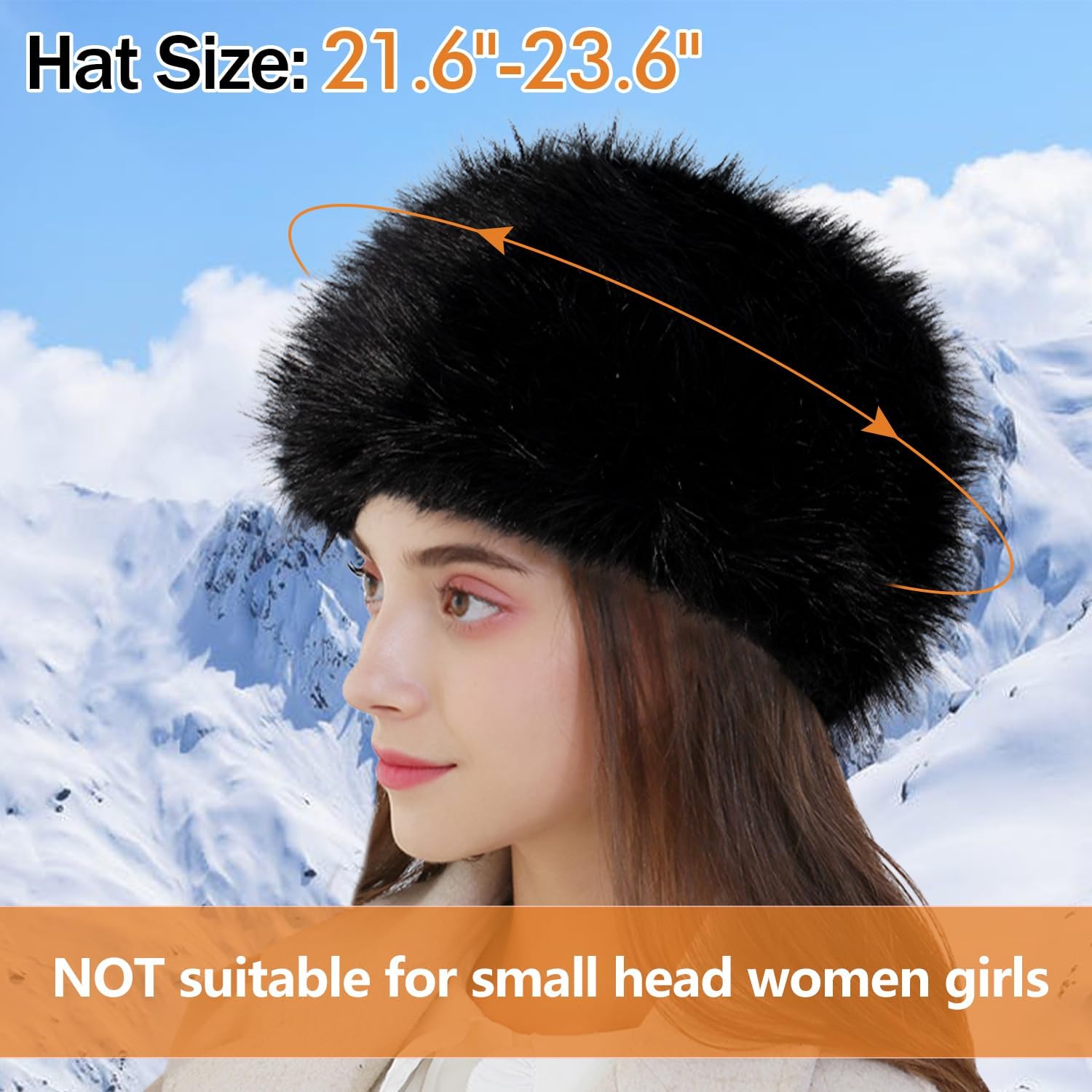 Peicees Winter Faux Fur Hat for Women Russian Style Ladies Ushanka Warm Fluffy Bucket Hat Fuzzy Furry Cap - Image 5