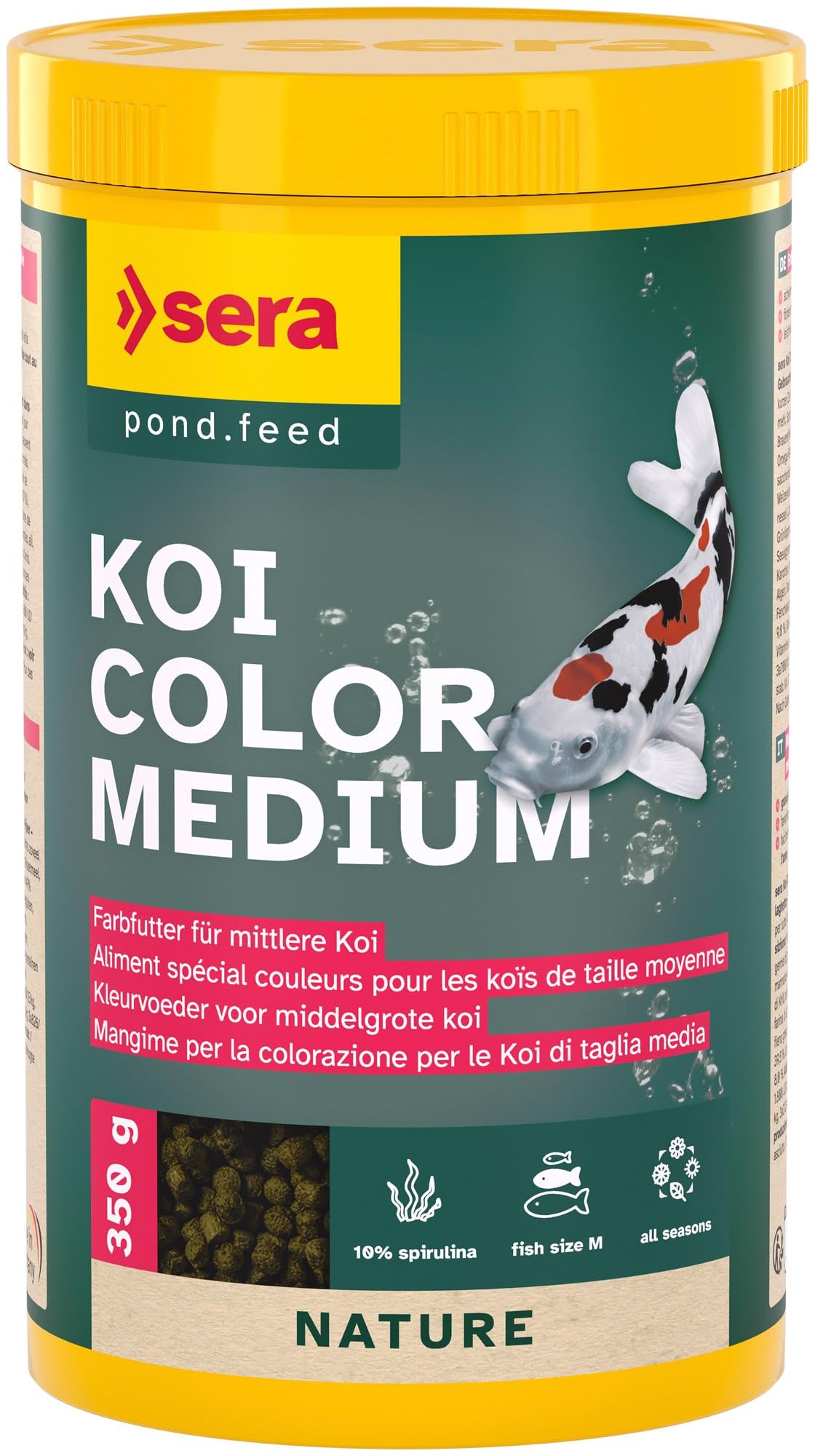 sera koi color medium 1 L | mangime per la colorazione per Koi di medie dimensioni 1.000 ml | senza coloranti e conservanti
