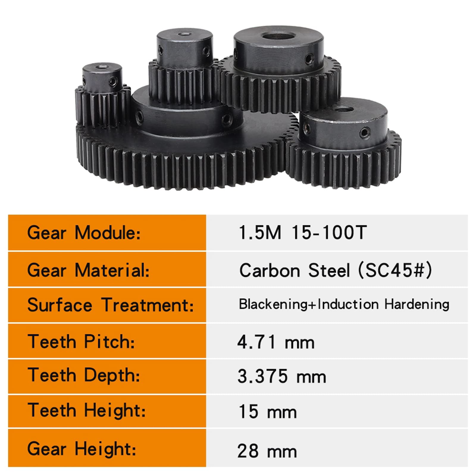 Differential-Motorritzel, Stirnrad-Hauptgetriebe, Motorritzel, RC-Car-Getriebe, Stirnradgetriebe, 1 Stück 1,5 Modul 70/72 Zähne Kohlenstoffstahl mit abgestufter Plattform, Kraftübertragungs-Stirnräder