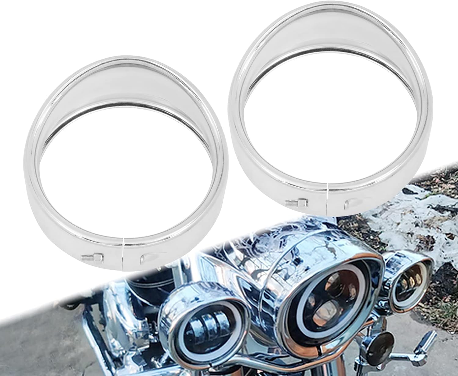 HCmotorku Motorcycle 4.5'' Auxiliary Fog Light Trim Ring Cover 4 1/2
