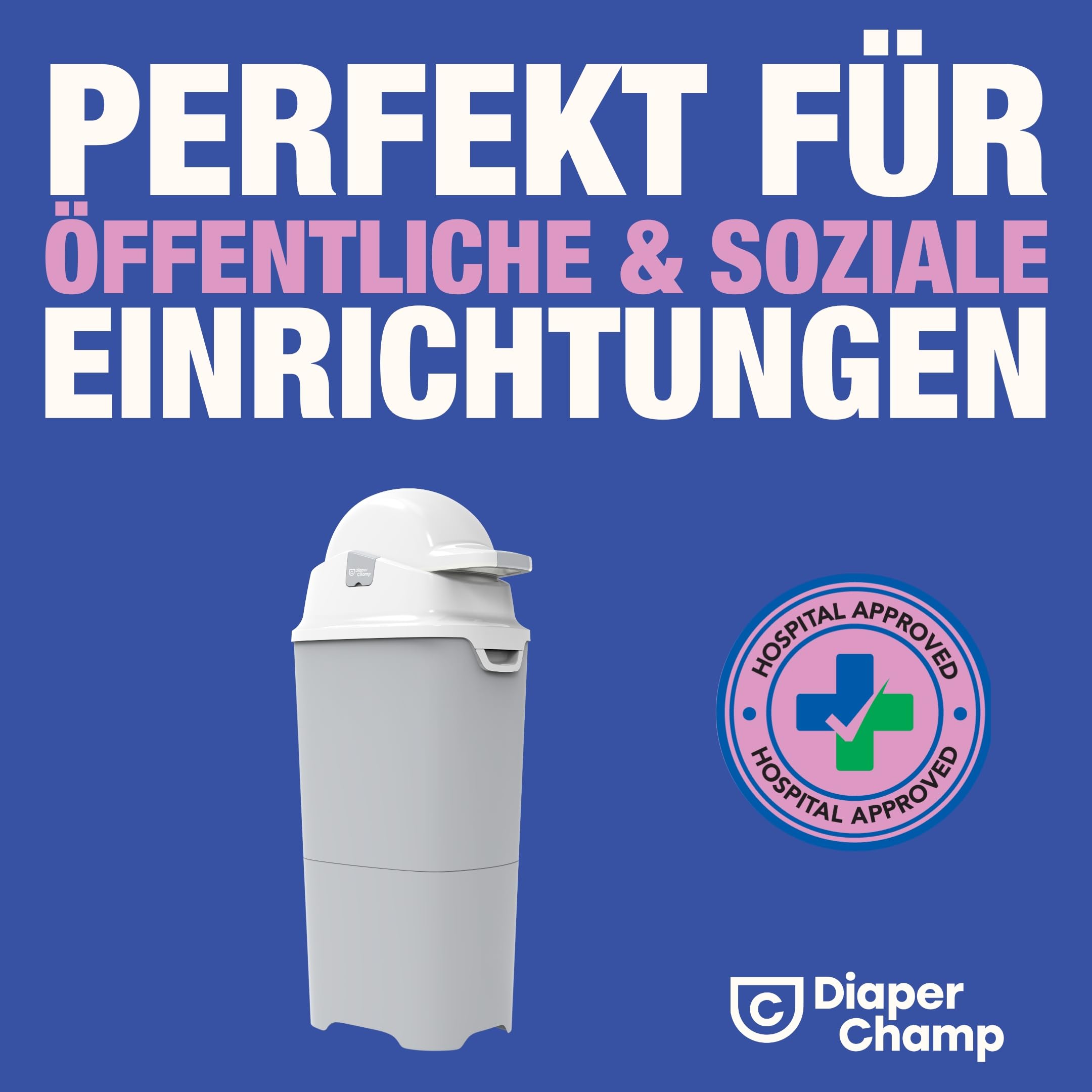 DIAPER CHAMP ONE MAXI Windeleimer geruchsdicht silber/weiß