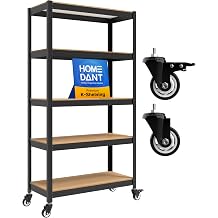 HOMEDANT House 36.2" W 5 Tier Heavy Duty Garage Shelving Adjustable Metal Rack Storage Shelves Standing Shelf Unit Organizers Pantry Closet Office Black 1Pack