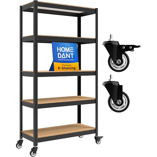 HOMEDANT House 36.2" W 5 Tier Heavy Duty Garage Shelving Adjustable Metal Rack Storage Shelves Standing Shelf Unit Organizers Pantry Closet Office Black 1Pack