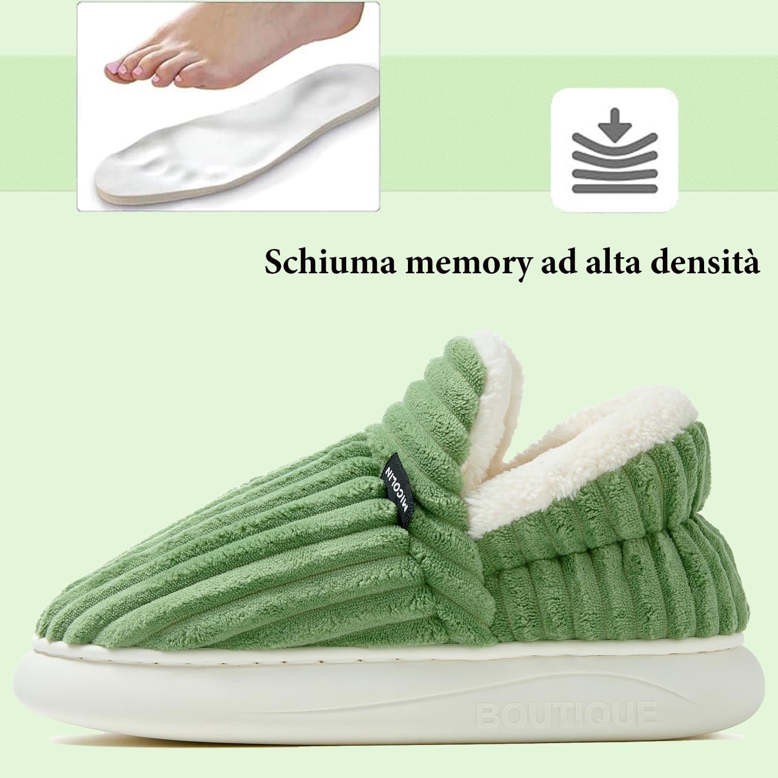 Coswind Pantofole Donna Uomo Invernali Ciabatte Calde Chiuse Peluche with Memory Foam Pelose Eleganti Comode Morbide Antiscivolo