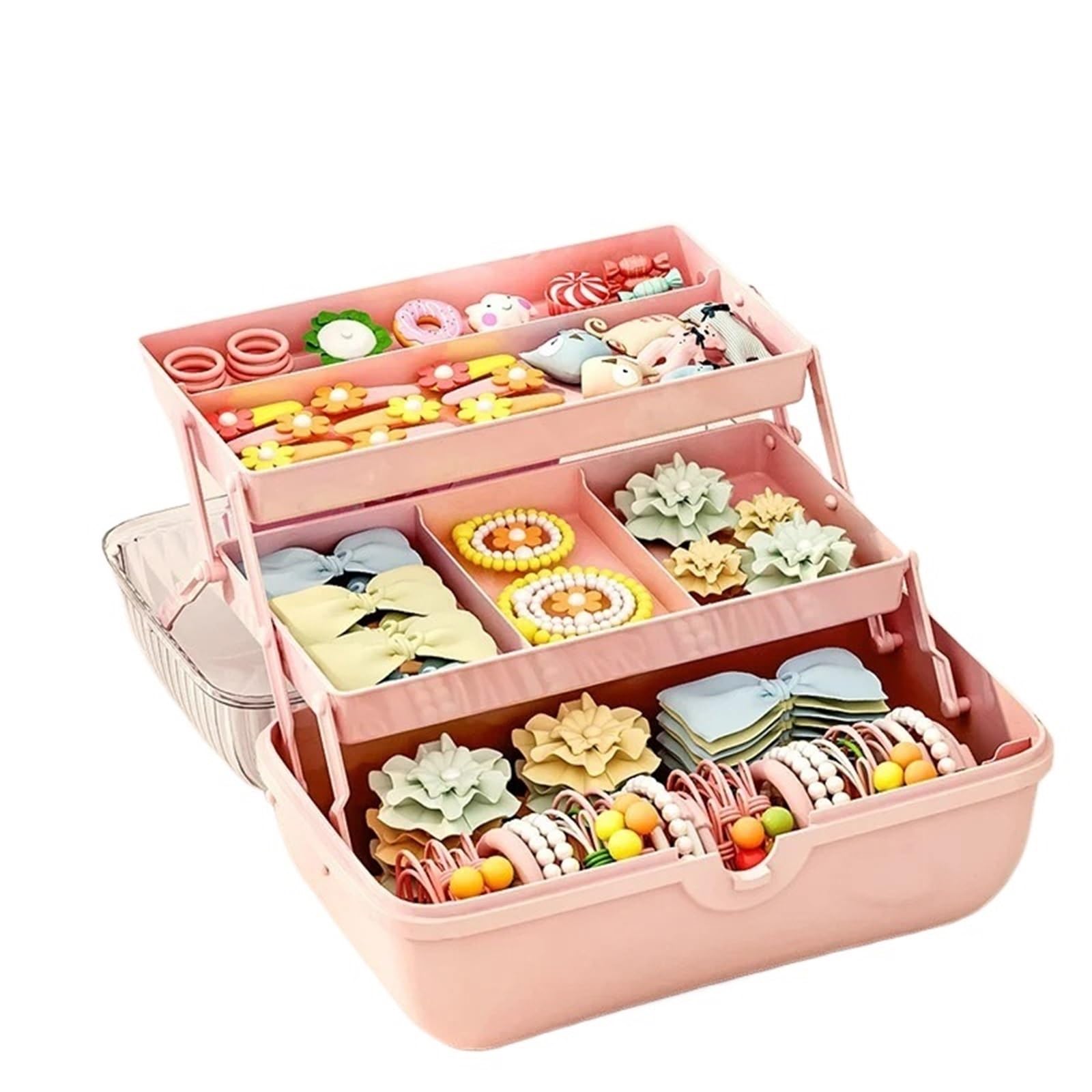Haargummi Organizer Multi-schicht Haarnadel Organizer Schmuck Fall Kopf Seil Stirnband Display Rack Haar Zubehör Lagerung Box(Purple)