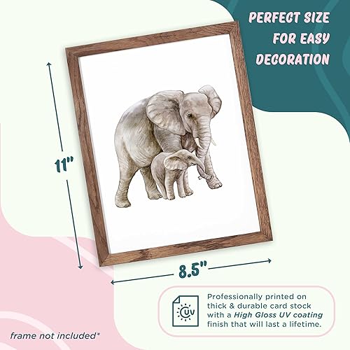 Miniatura 3 de L&O Goods - Pósteres de decoración de guardería de animales para mamá y bebé, juego de 5 impresiones de decoración de habitación de bebé, decoración